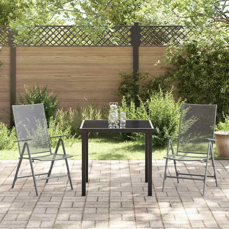 Ensemble de salle à manger pour jardin 3 pcs Anthracite - 4