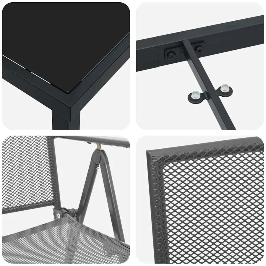 Ensemble de salle à manger pour jardin 3 pcs Anthracite - 9