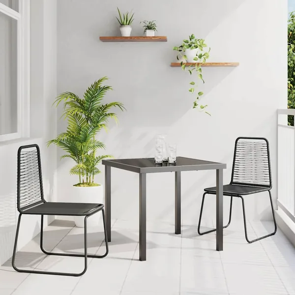 Ensemble de salle à manger pour jardin 3 pcs Noir