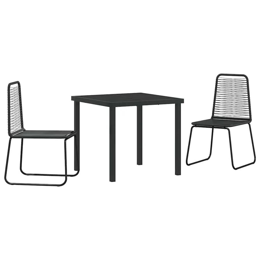 Ensemble de salle à manger pour jardin 3 pcs Noir - 2