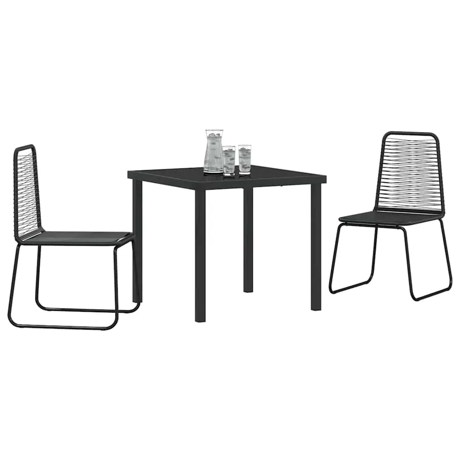 Ensemble de salle à manger pour jardin 3 pcs Noir - 3