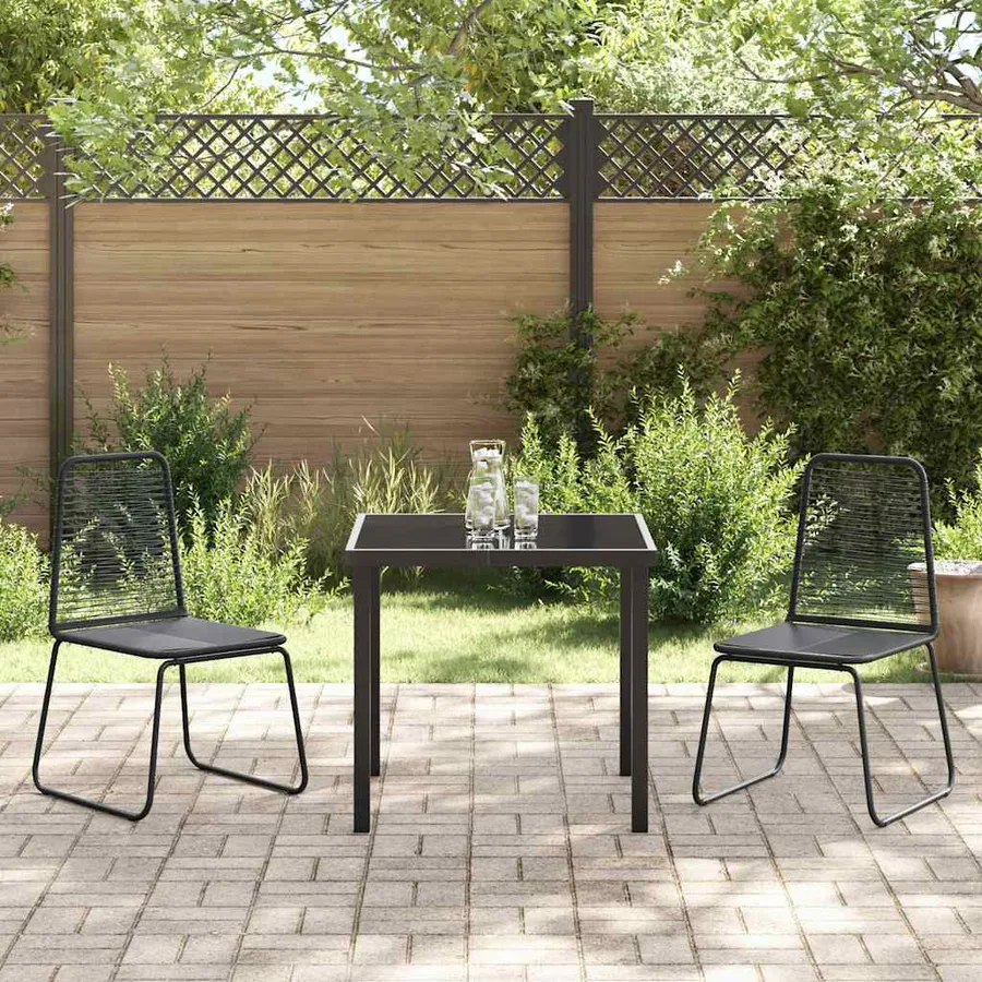 Ensemble de salle à manger pour jardin 3 pcs Noir - 4