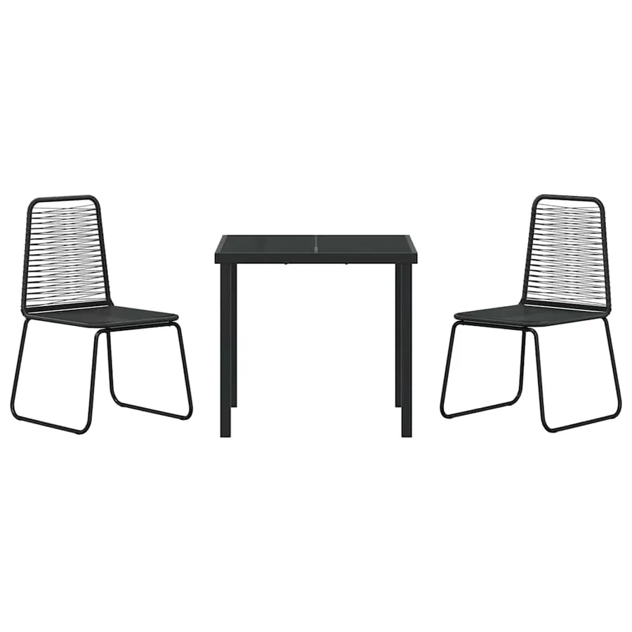 Ensemble de salle à manger pour jardin 3 pcs Noir - 7