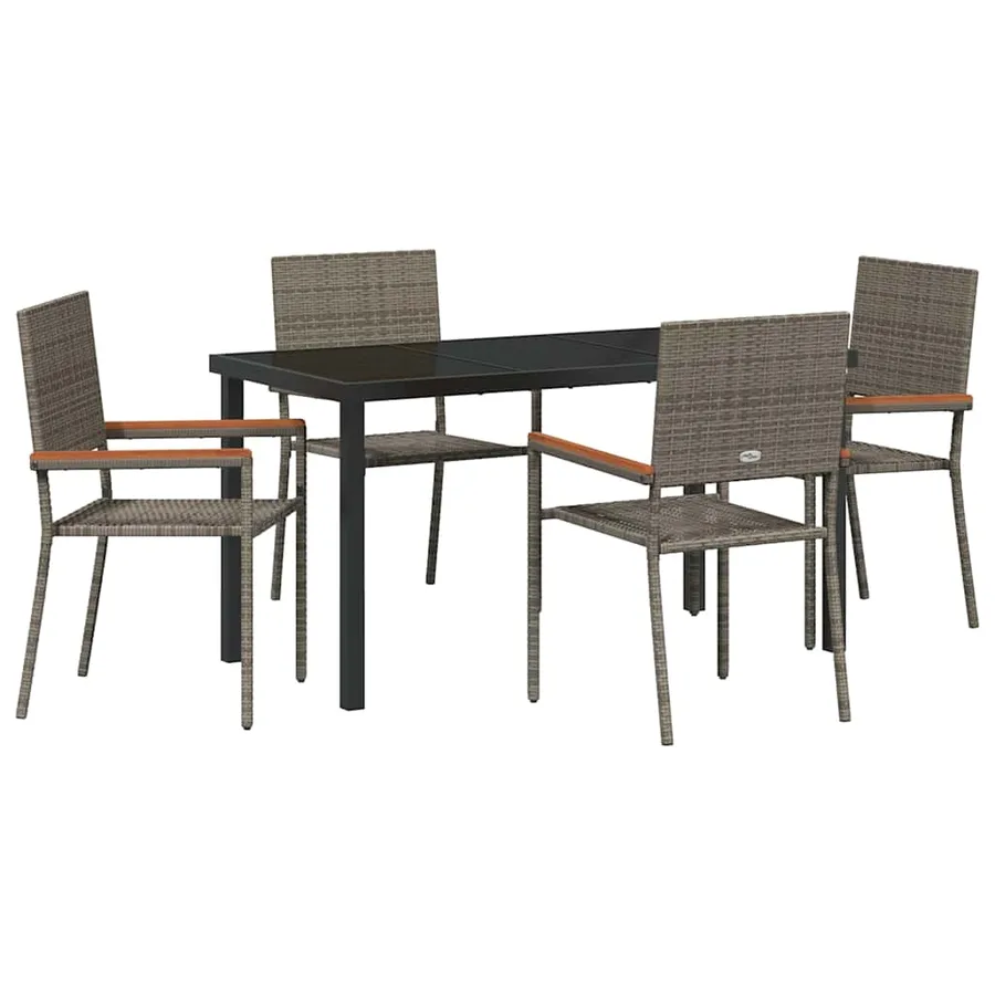 Ensemble de salle à manger pour jardin 5 pcs Gris polyrotin - 2
