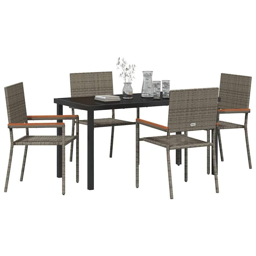 Ensemble de salle à manger pour jardin 5 pcs Gris polyrotin - 3