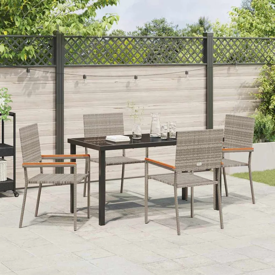 Ensemble de salle à manger pour jardin 5 pcs Gris polyrotin - 4