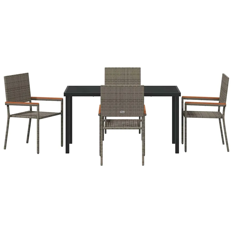 Ensemble de salle à manger pour jardin 5 pcs Gris polyrotin - 7