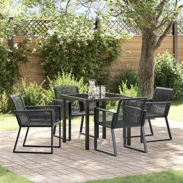 Ensemble de salle à manger pour jardin 5 pcs Noir