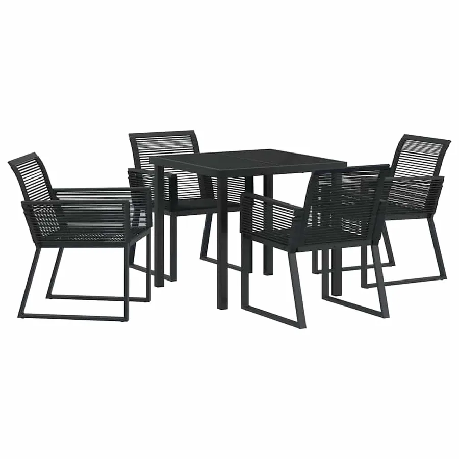 Ensemble de salle à manger pour jardin 5 pcs Noir - 2