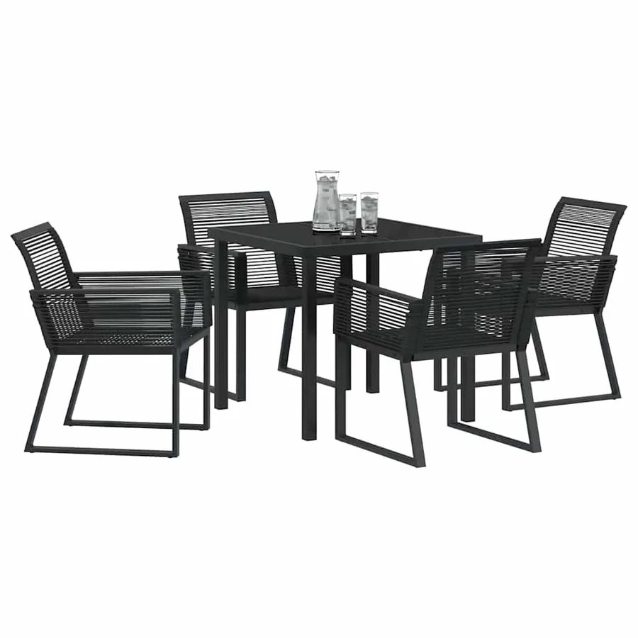 Ensemble de salle à manger pour jardin 5 pcs Noir - 3