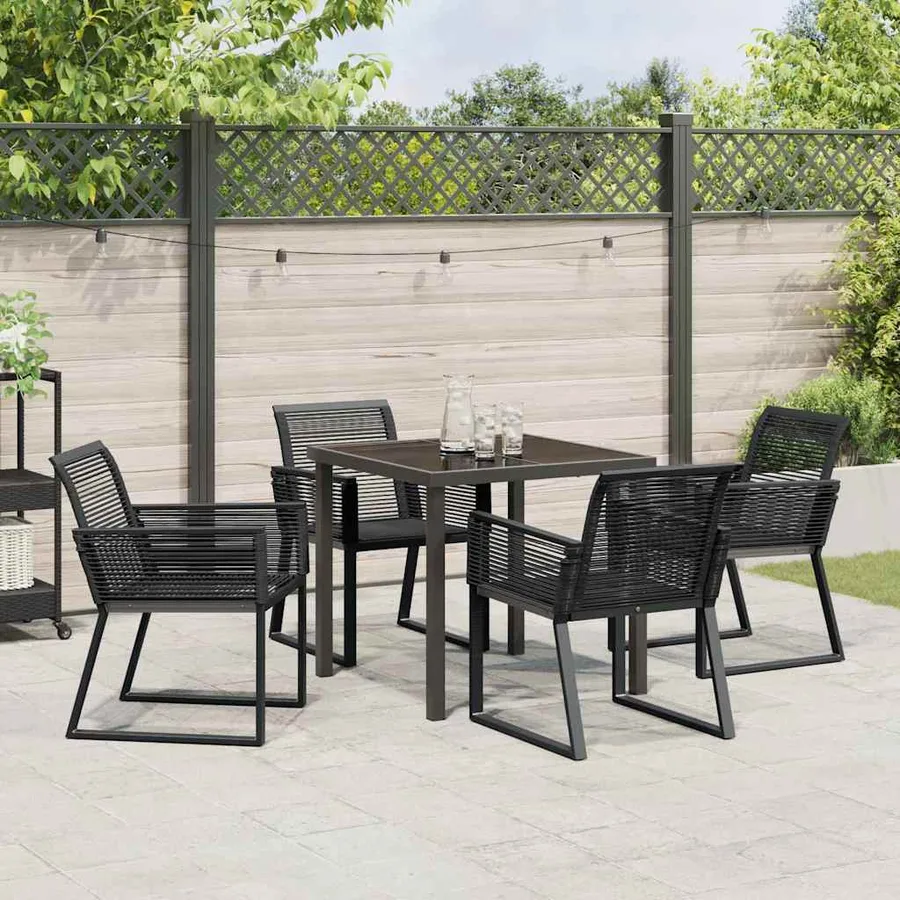 Ensemble de salle à manger pour jardin 5 pcs Noir - 4
