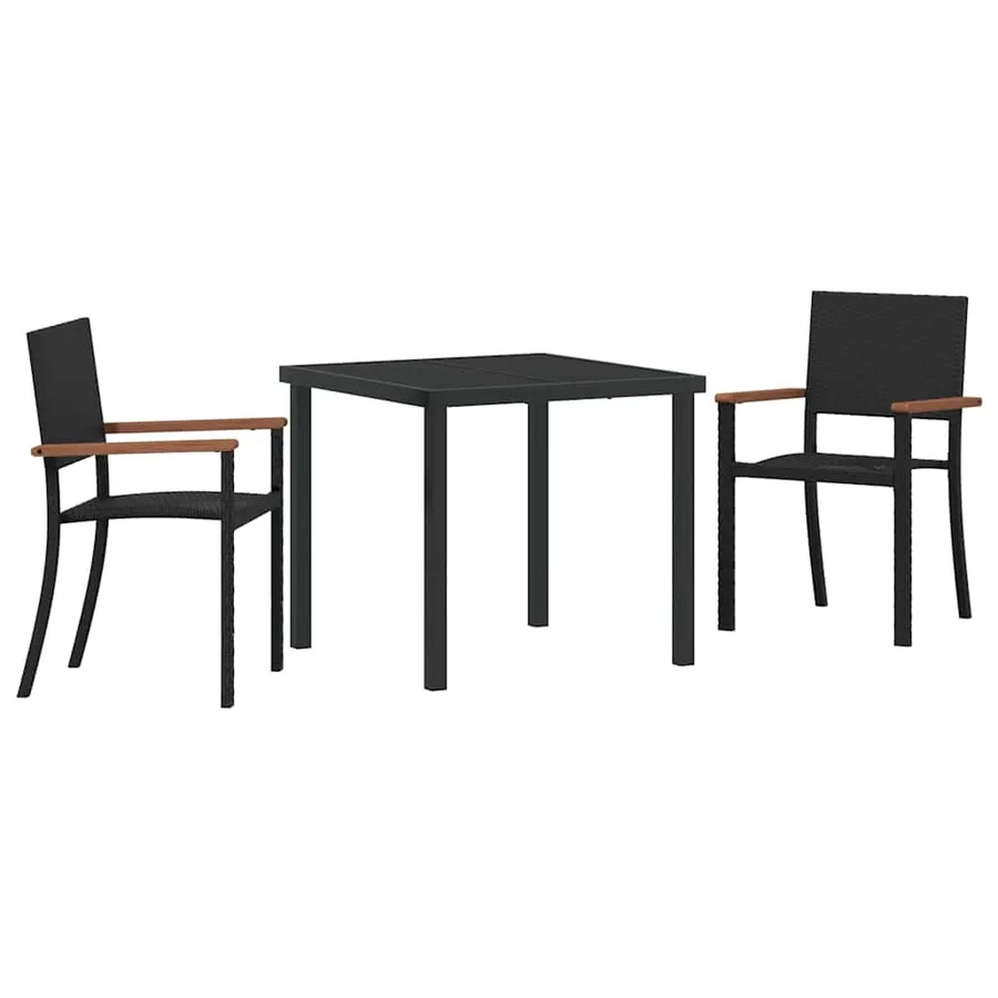 Ensemble de salle à manger pour jardin 3 pcs Noir - 2