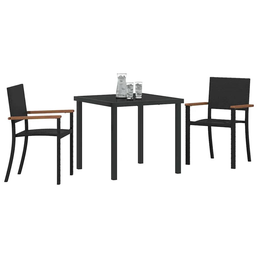 Ensemble de salle à manger pour jardin 3 pcs Noir - 3