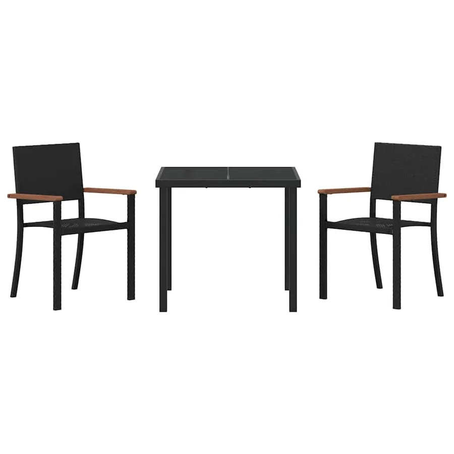 Ensemble de salle à manger pour jardin 3 pcs Noir - 6