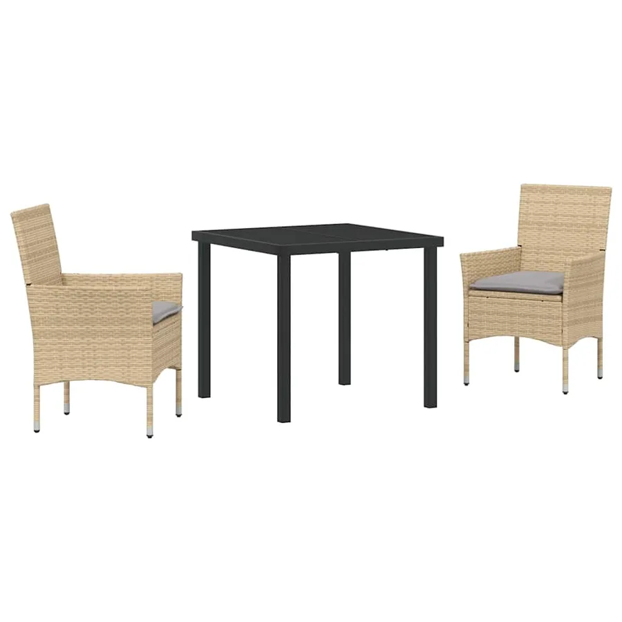 Ensemble de salle à manger pour jardin 3 pcs Beige polyrotin - 2