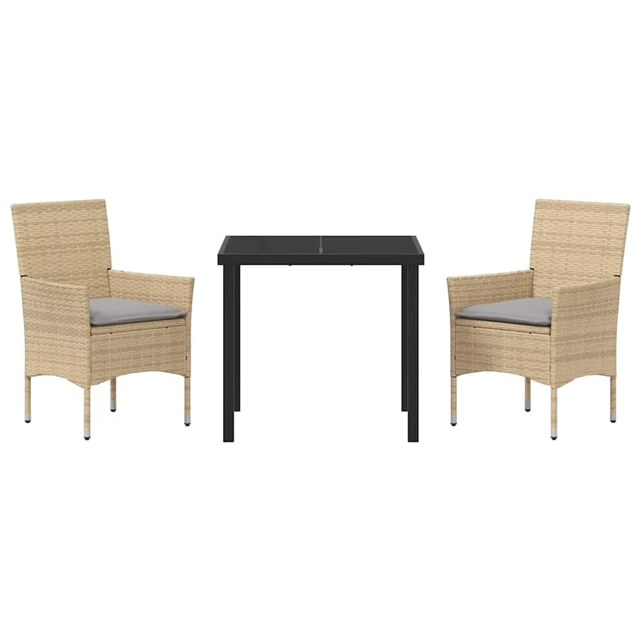 Ensemble de salle à manger pour jardin 3 pcs Beige polyrotin - 7