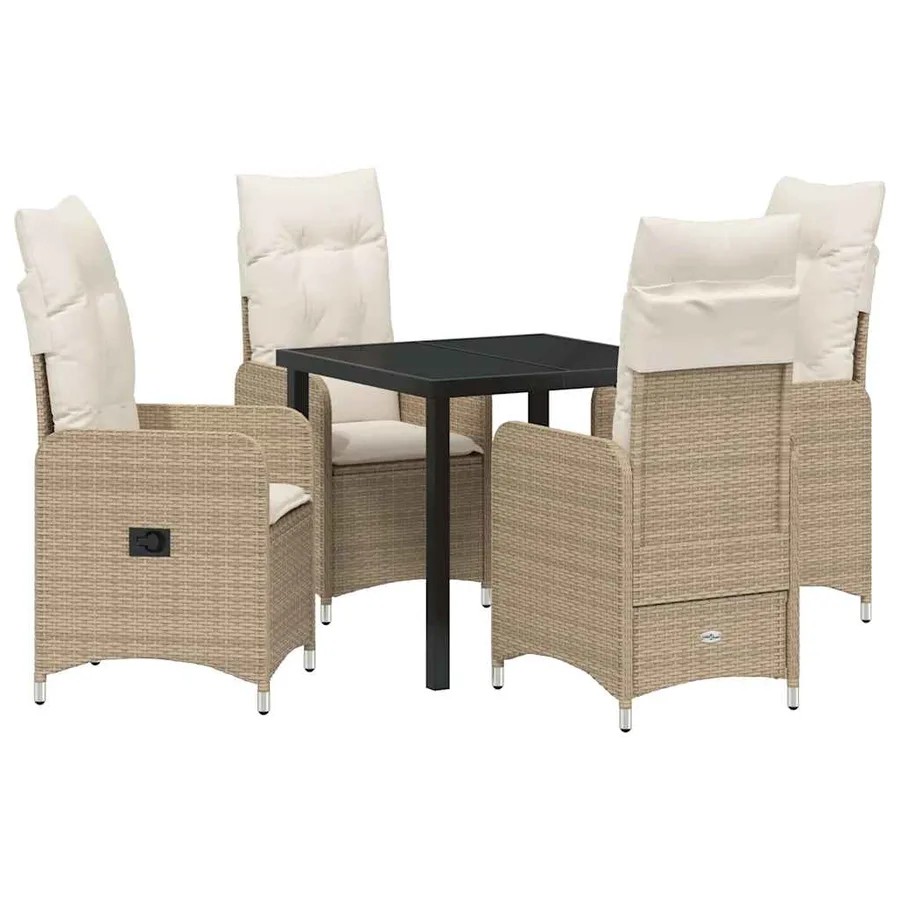 Ensemble de salle à manger pour jardin 5 pcs Beige polyrotin - 2