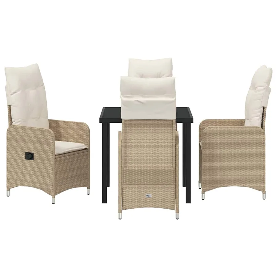 Ensemble de salle à manger pour jardin 5 pcs Beige polyrotin - 7