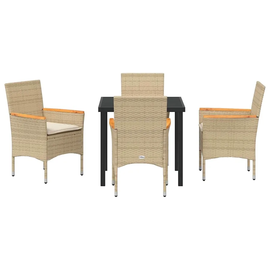 Ensemble de salle à manger pour jardin 5 pcs Beige polyrotin - 2