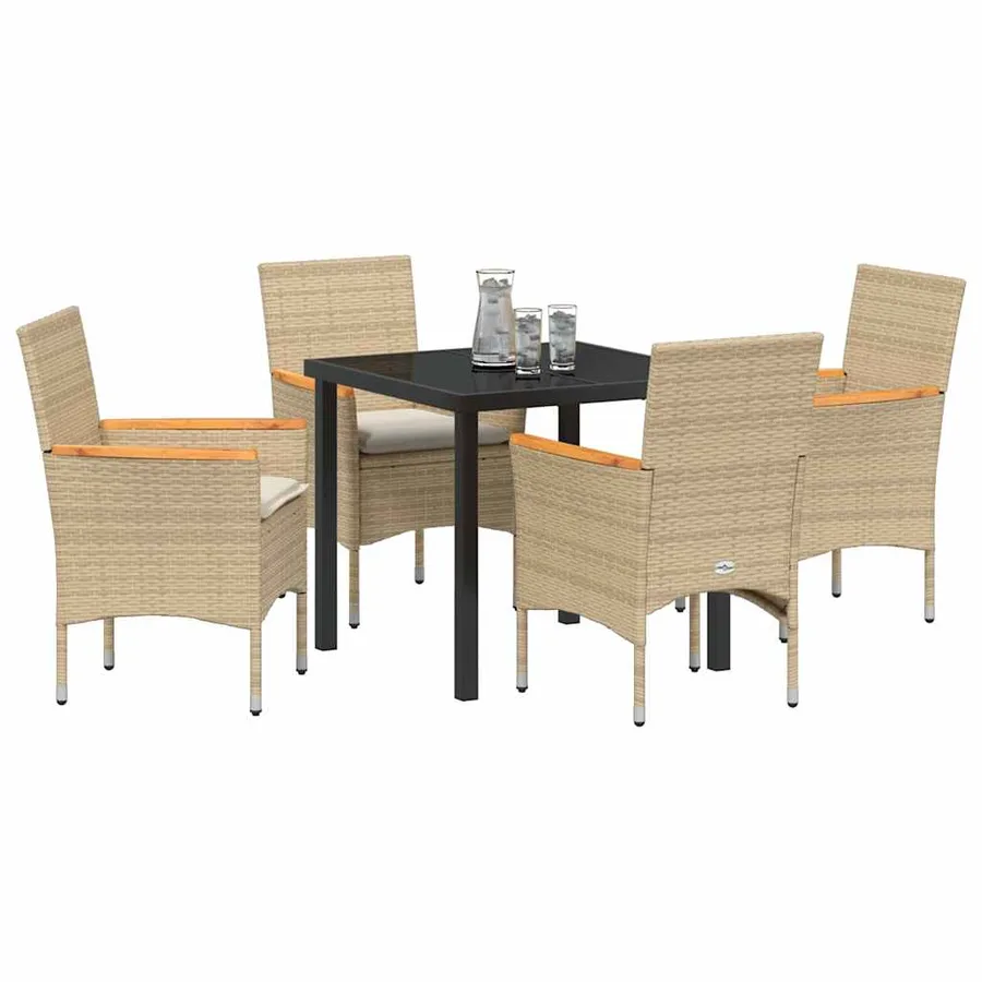 Ensemble de salle à manger pour jardin 5 pcs Beige polyrotin - 3