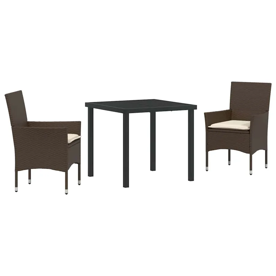 Ensemble de salle à manger pour jardin 3 pcs Marron polyrotin - 2