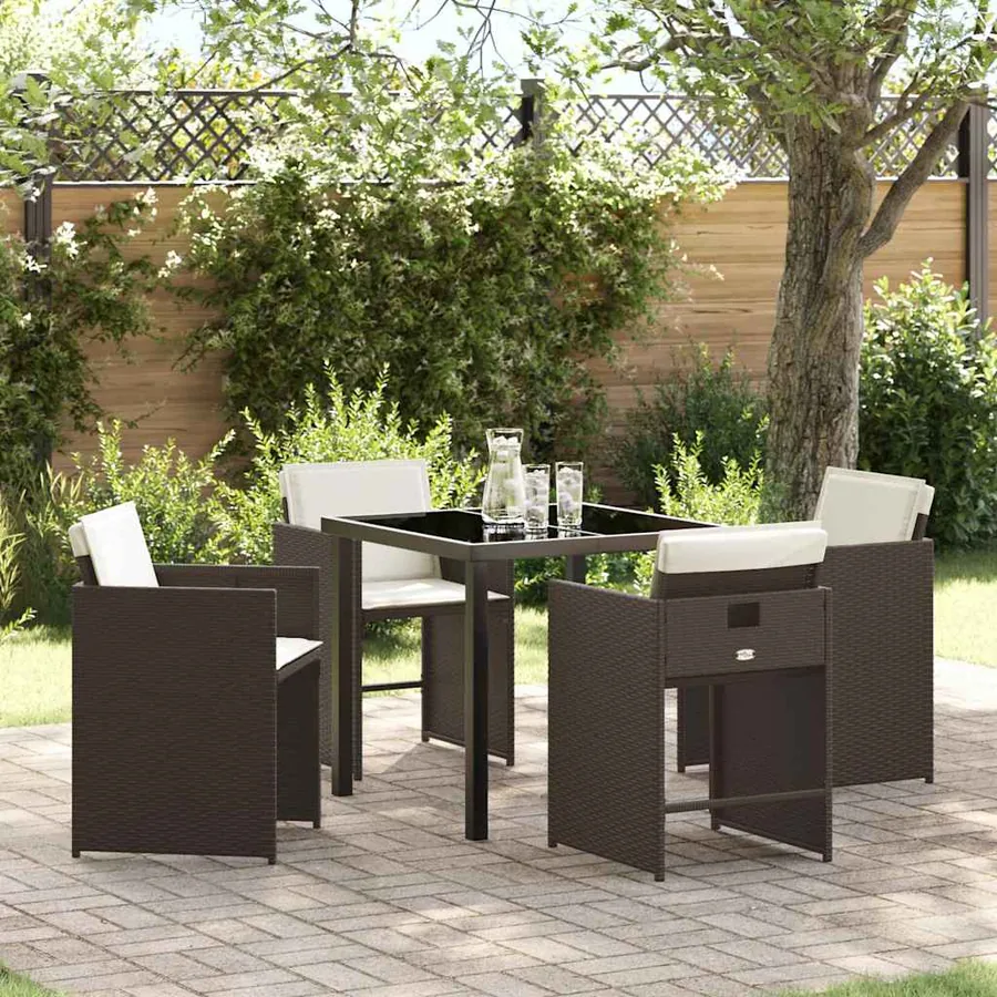Ensemble de salle à manger pour jardin 5 pcs Marron polyrotin