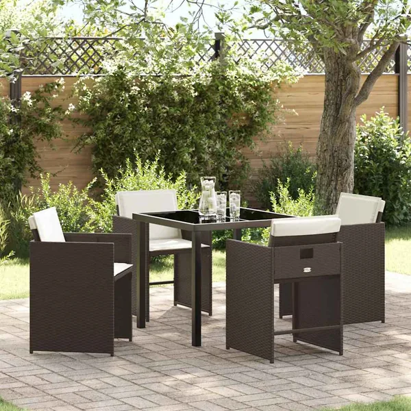 Ensemble de salle à manger pour jardin 5 pcs Marron polyrotin