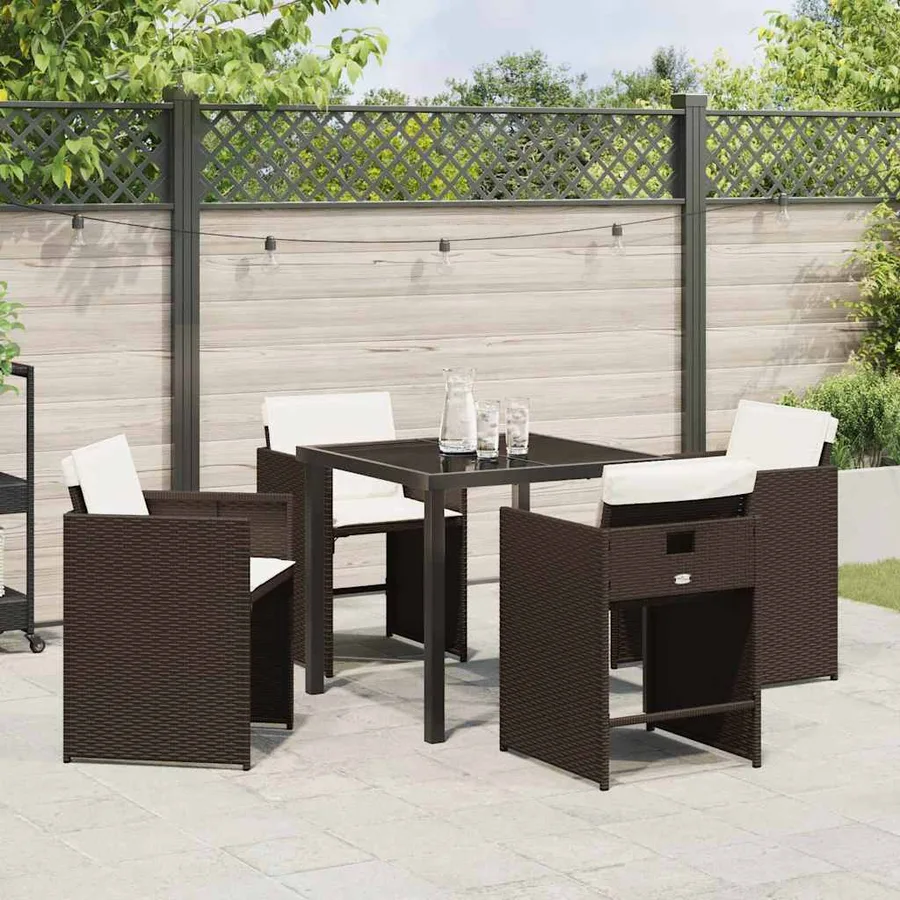 Ensemble de salle à manger pour jardin 5 pcs Marron polyrotin - 4