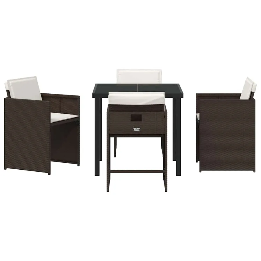 Ensemble de salle à manger pour jardin 5 pcs Marron polyrotin - 7