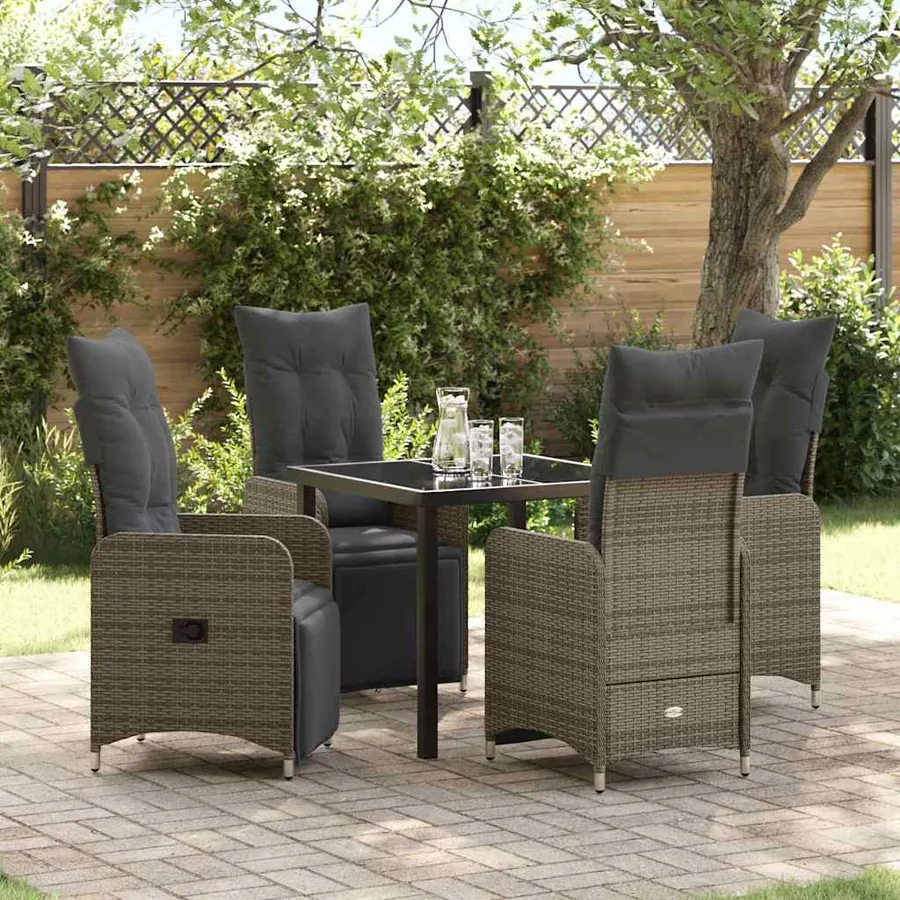 Ensemble de salle à manger pour jardin 5 pcs Gris polyrotin