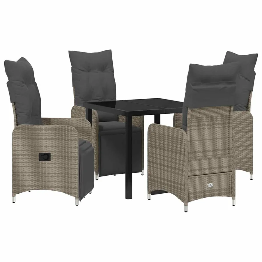 Ensemble de salle à manger pour jardin 5 pcs Gris polyrotin - 2