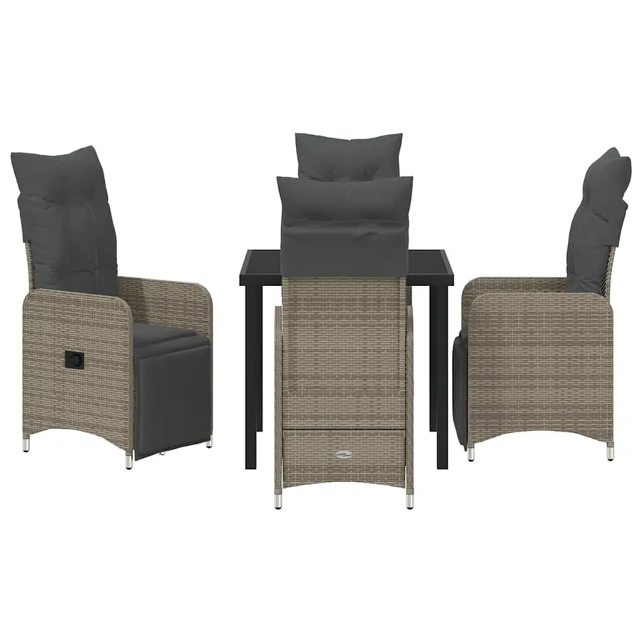 Ensemble de salle à manger pour jardin 5 pcs Gris polyrotin - 7