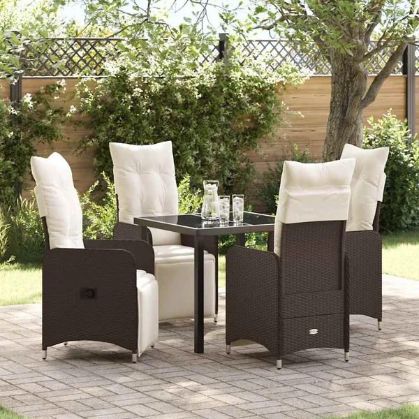 Ensemble de salle à manger pour jardin 5 pcs Marron polyrotin