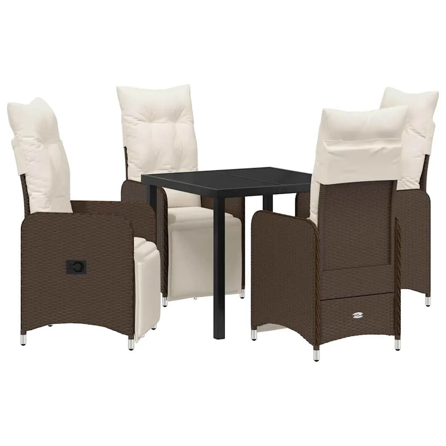 Ensemble de salle à manger pour jardin 5 pcs Marron polyrotin - 2