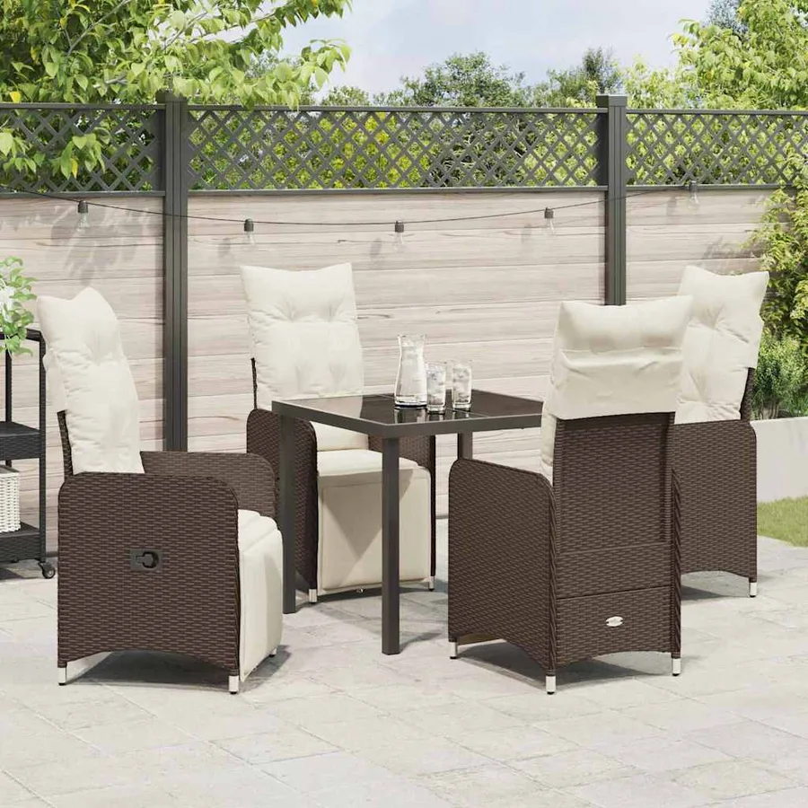 Ensemble de salle à manger pour jardin 5 pcs Marron polyrotin - 4