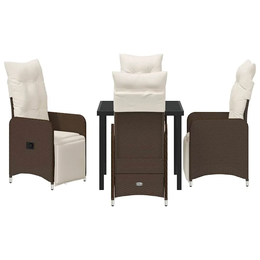 Ensemble de salle à manger pour jardin 5 pcs Marron polyrotin - 7