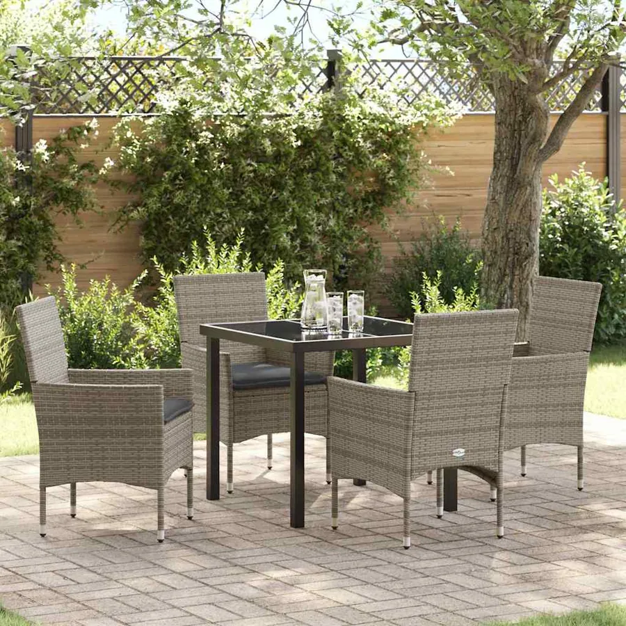 Ensemble de salle à manger pour jardin 5 pcs Gris polyrotin