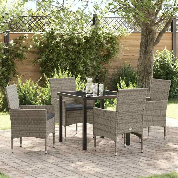 Ensemble de salle à manger pour jardin 5 pcs Gris polyrotin