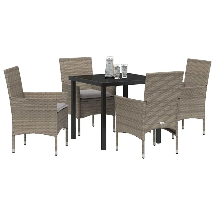 Ensemble de salle à manger pour jardin 5 pcs Gris polyrotin - 3
