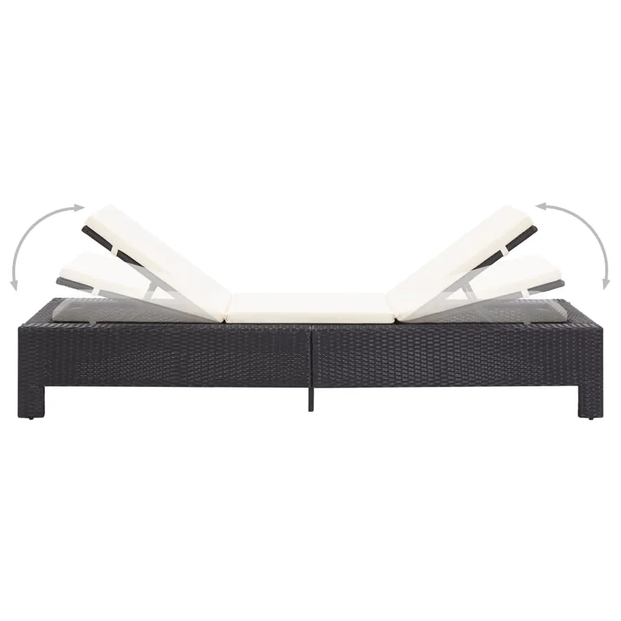 Transat avec coussin Noir Résine tressée - 4