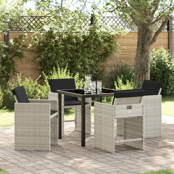 Ensemble de salle à manger pour jardin 5 pcs Gris clair