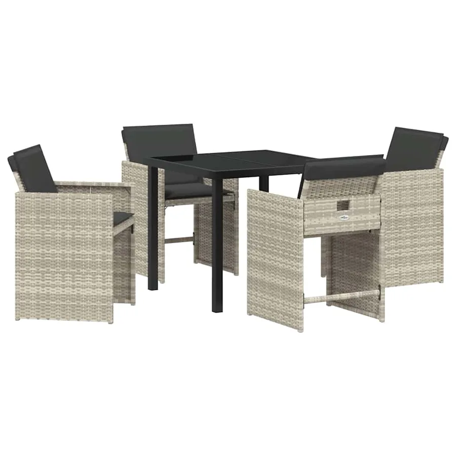 Ensemble de salle à manger pour jardin 5 pcs Gris clair - 2