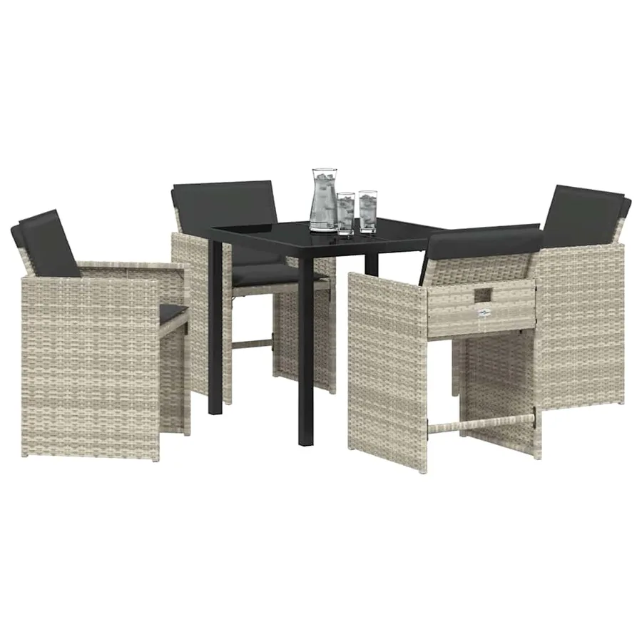 Ensemble de salle à manger pour jardin 5 pcs Gris clair - 3