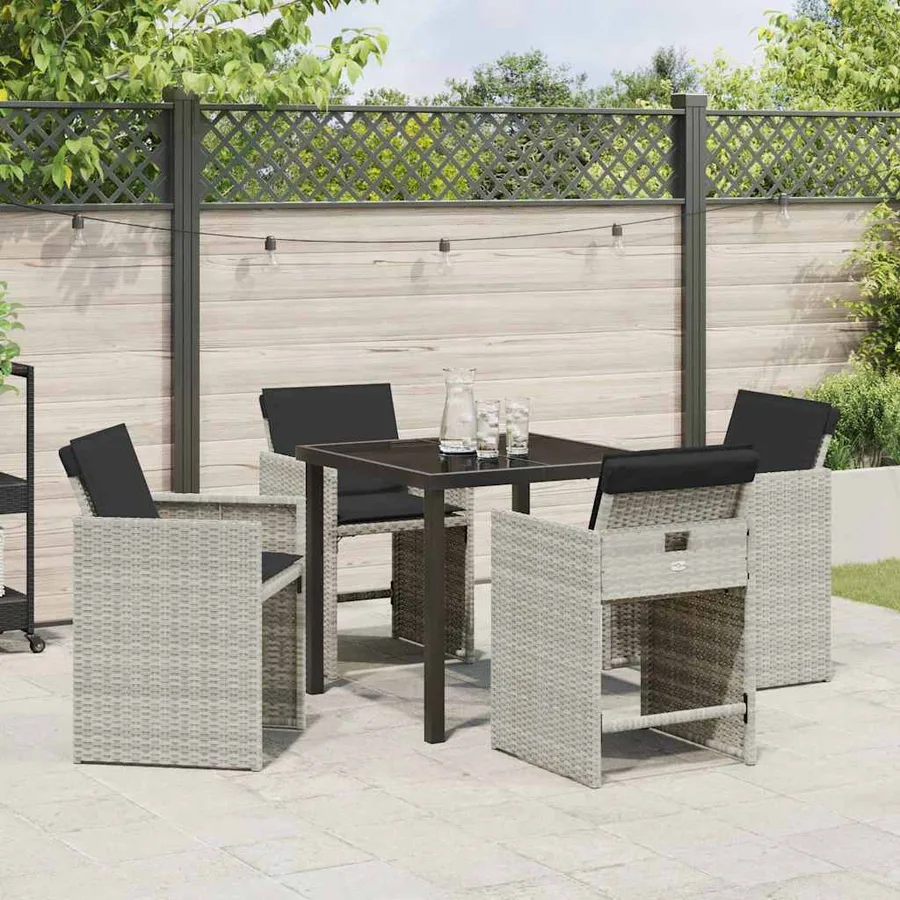 Ensemble de salle à manger pour jardin 5 pcs Gris clair - 4
