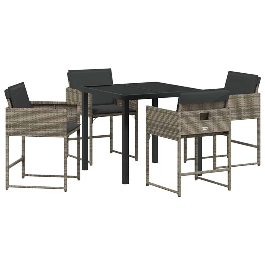 Ensemble de salle à manger pour jardin 5 pcs Gris polyrotin - 2