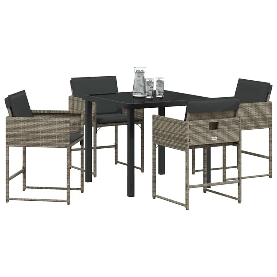Ensemble de salle à manger pour jardin 5 pcs Gris polyrotin - 3