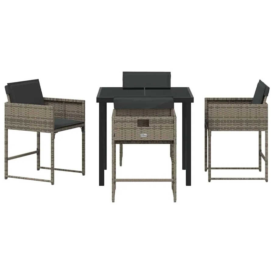 Ensemble de salle à manger pour jardin 5 pcs Gris polyrotin - 7