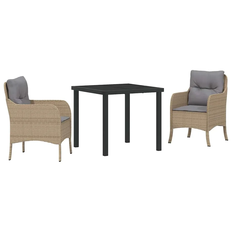 Ensemble de salle à manger pour jardin 3 pcs Beige polyrotin - 2