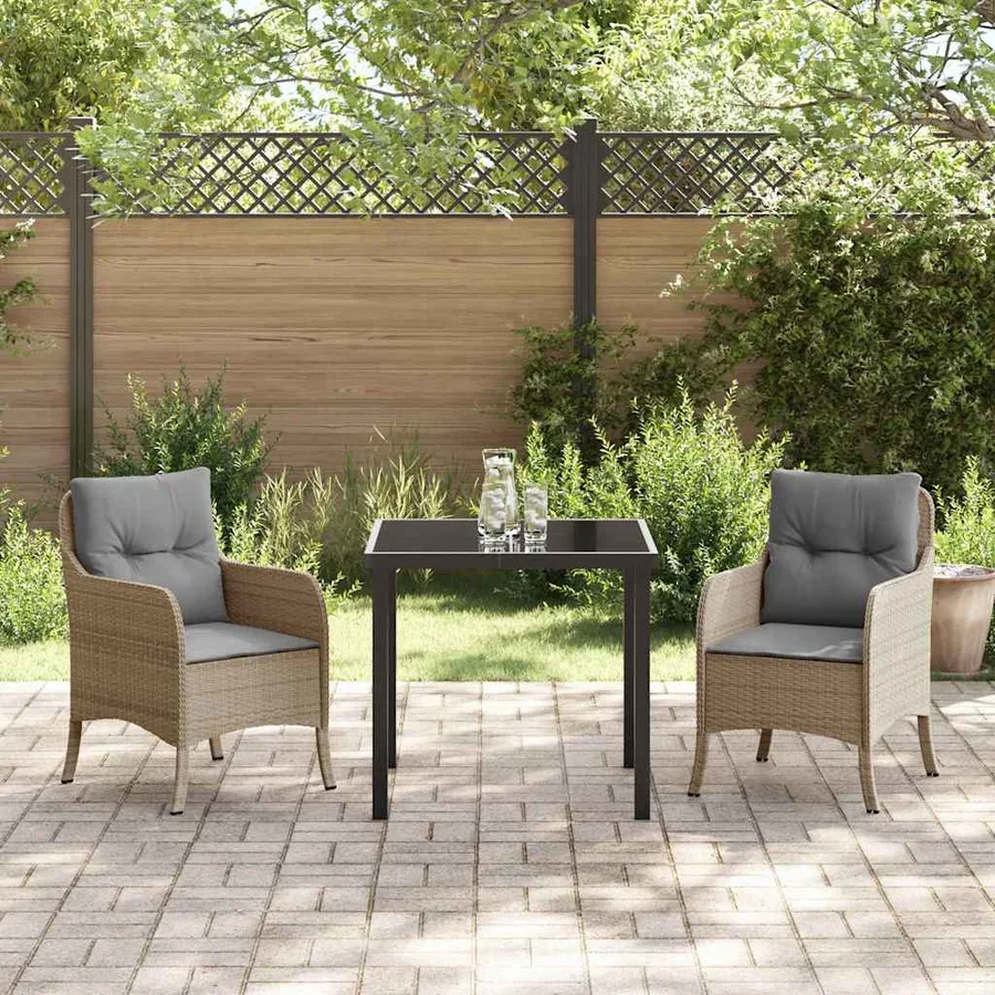 Ensemble de salle à manger pour jardin 3 pcs Beige polyrotin - 4