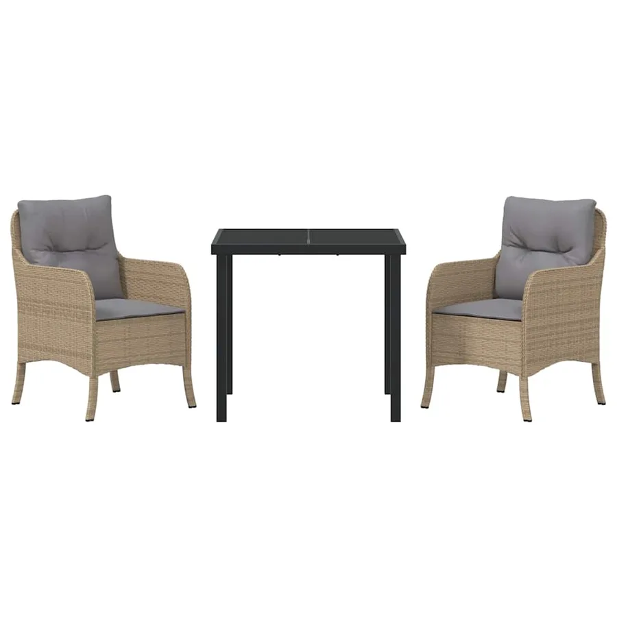 Ensemble de salle à manger pour jardin 3 pcs Beige polyrotin - 7